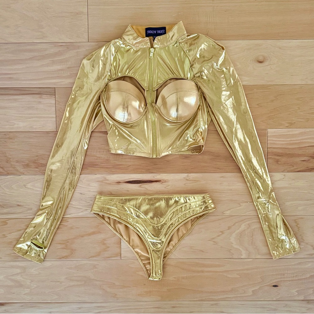 Sexy Star Wars C-3PO Gold Robot Costume S